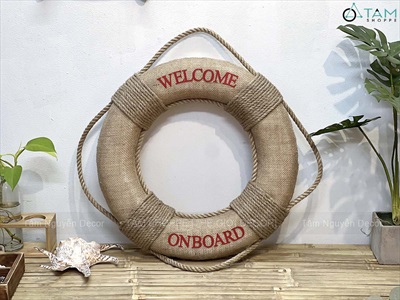 Phao cứu sinh decor chữ welcome vải bố [Mộc mạc - ĐK47cm] PHAOCUUSINH-03